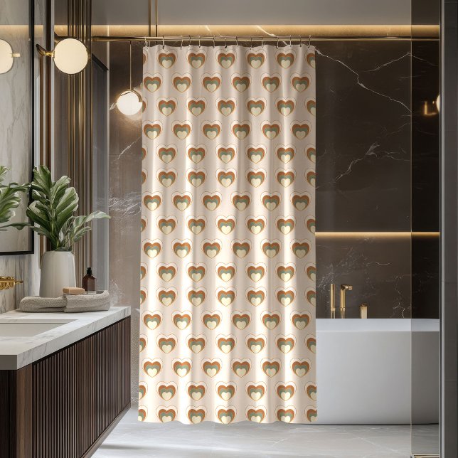Rideaux De Douche Retro Bloom Curtain Brown Green Cozy Accent (Retro Bloom Curtain Brown Green Cozy Accent)