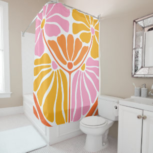 Rideaux De Douche Rétro Boho Orange Or Rose
