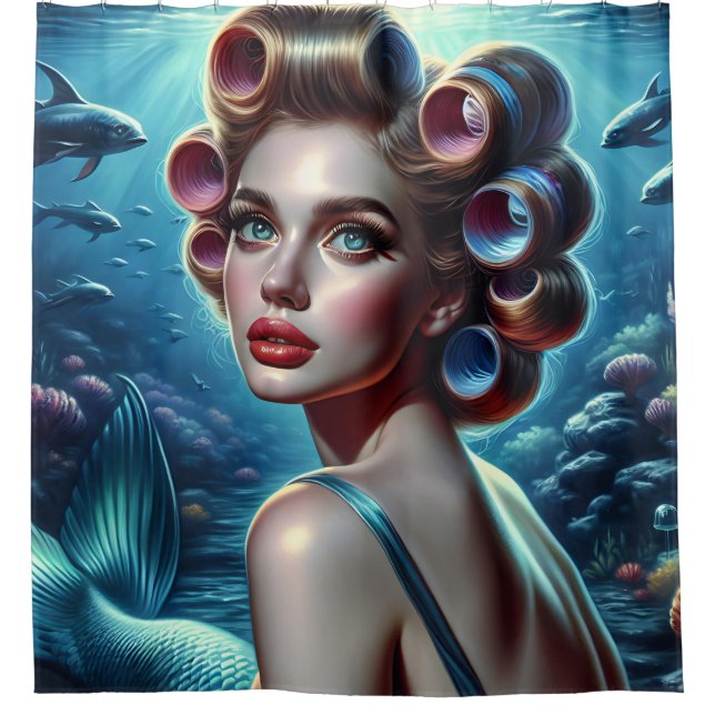 Rideaux De Douche "Retro Elegance 1940's Mermaid Pin Up" (Devant)