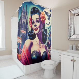 Rideaux De Douche Retro Halloween fille