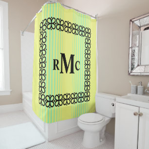 Rideaux De Douche Rétro initial de 3 lettres