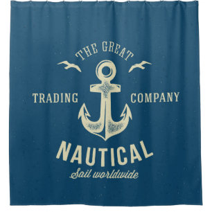 Rideaux De Douche Rétro logo nautique