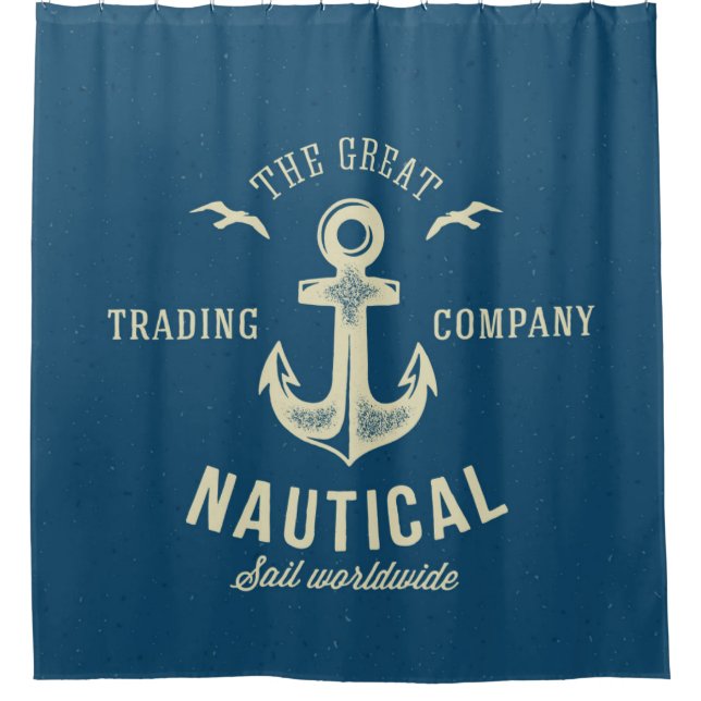 Rideaux De Douche Rétro logo nautique (Devant)