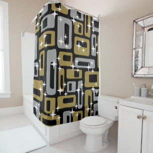 Rideaux De Douche Retro Mid-Century Moderne Abstrait