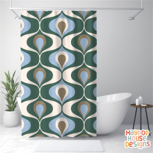 Rideaux De Douche Retro Mid-Century Moderne Abstrait