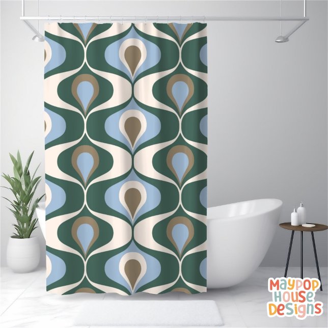 Rideaux De Douche Retro Mid-Century Moderne Abstrait (mid century modern shower curtain bathroom decor)