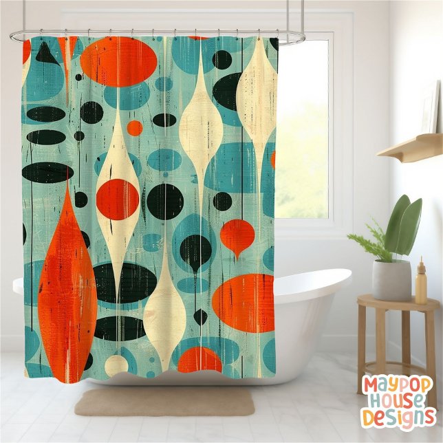 Rideaux De Douche Retro Mid-Century Moderne Abstrait (mid century modern shower curtain bathroom decor)