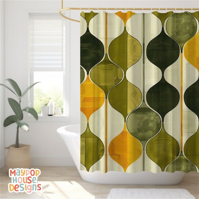 Rideaux De Douche Retro Mid-Century Moderne Abstrait (mid century modern shower curtain bathroom decor)