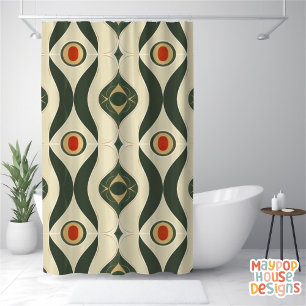Rideaux De Douche Retro Mid-Century Moderne Abstrait