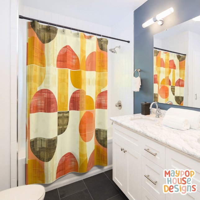 Rideaux De Douche Retro Mid-Century Moderne Abstrait (mid century modern shower curtain bathroom decor)