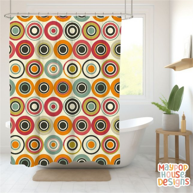 Rideaux De Douche Retro Mid-Century Moderne Abstrait (mid century modern shower curtain bathroom decor)