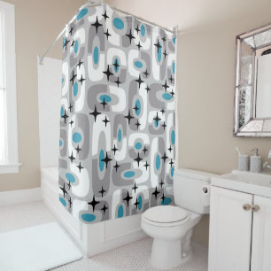 Rideaux De Douche Retro Mid-Century moderne Cosmique Abstrait Motif