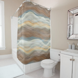 Rideaux De Douche Rétro motif de vagues artistique abstrait frais