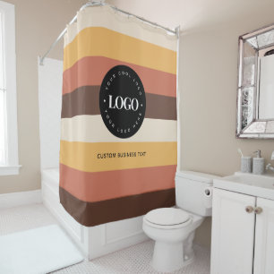 Rideaux De Douche Retro Stripes Business Company Logo personnalisé 6