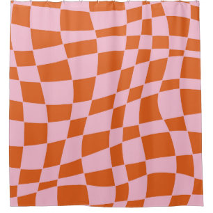 Rideaux De Douche Retro Super Wavy Psychedelic Checkerboard Vérifier