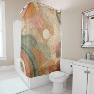 Rideaux De Douche Retro Vintage Bohemian Earthy Abstract Design