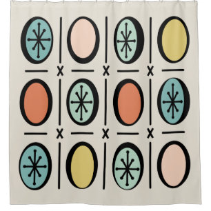 Rideaux De Douche Retro Vintage Fabriqué Motif Pastels