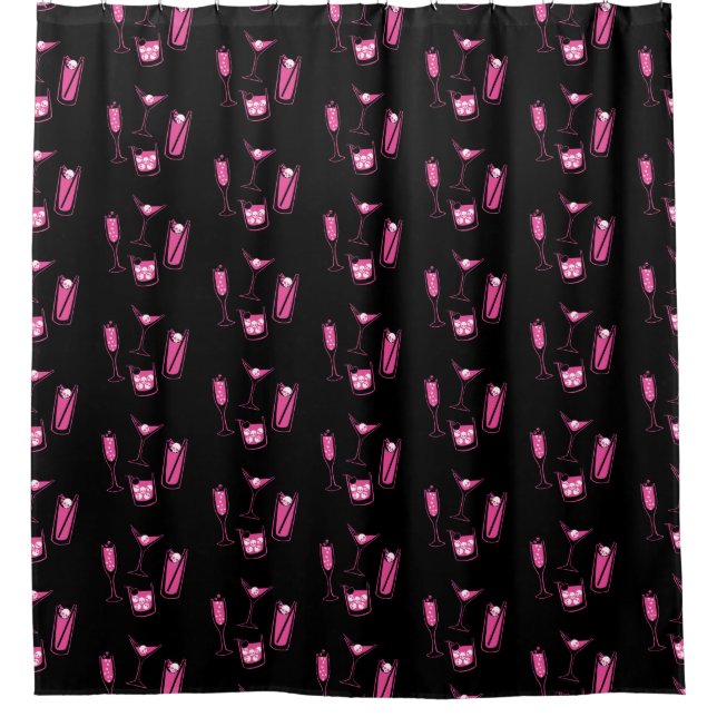 Rideaux De Douche Rétros cocktails roses de crâne (Devant)