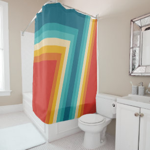 Rideaux De Douche Rétros rayures colorées -   les années 70,