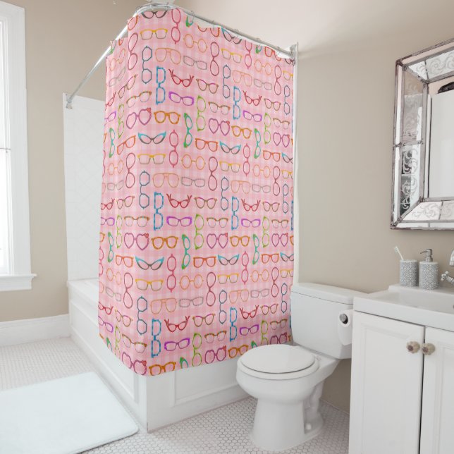 Rideaux De Douche Rétros verres modernes de guingan de rose de (En situation)