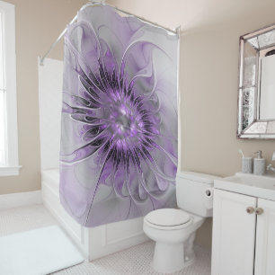 Rideaux De Douche Rêve de fleur de lavande Art fractal abstrait mode