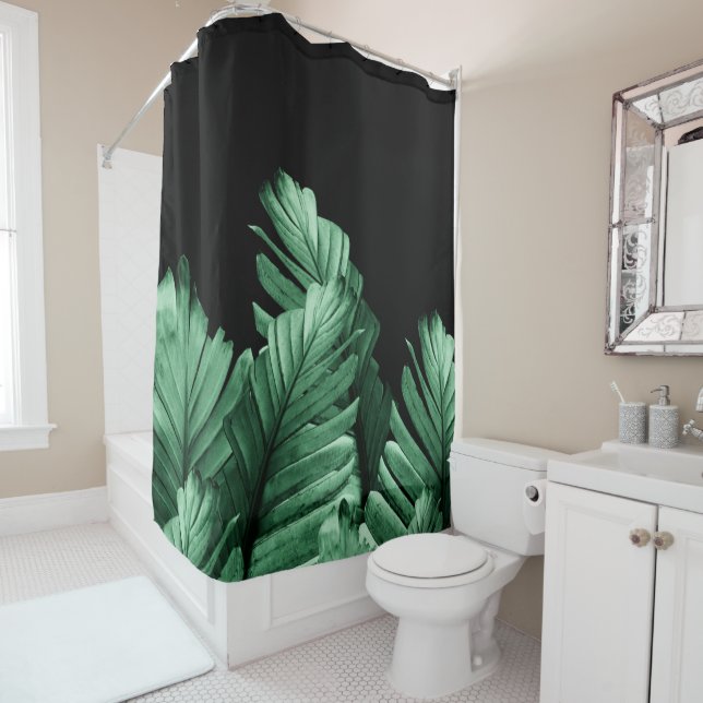 Rideaux De Douche Rêve des Feuilles de bananes vertes #2 (En situation)