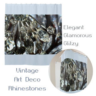 Rideaux De Douche Rhinestone Vintage Art Déco Elégant bleu pâle