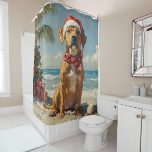 Rideaux De Douche Rhodesian Ridgeback Dog Noël Plage Vintage