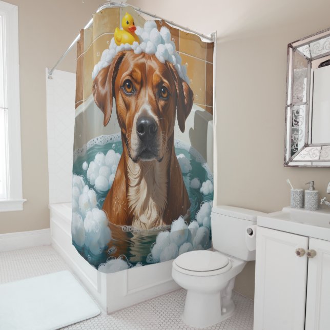 Rideaux De Douche Rhodesian Ridgeback Sloppy Sleepy mignon drôle (En situation)