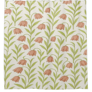 Rideaux De Douche Ride de douche fleurie beige et rose