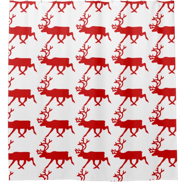 Rideaux De Douche Rindeer rouge / Silhouette caribou (Devant)