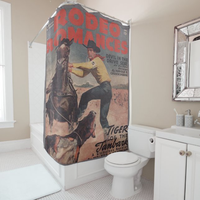 Rideaux De Douche Rodéo Occidental Cowboy Calf Roping Rodéo Romance (En situation)