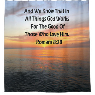 RIDEAUX DE DOUCHE ROMAINS INSPIRANTS 8:28 SCRIPTURE VERSE