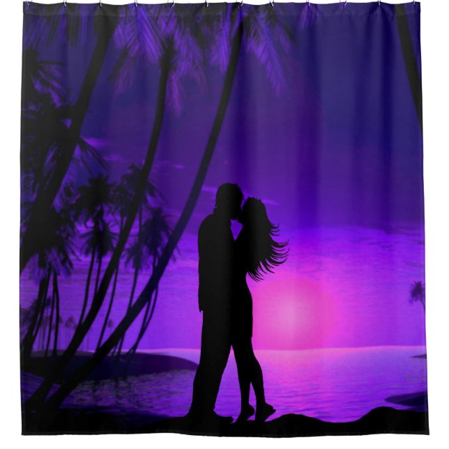 Rideaux De Douche Romance sur la plage violet (Devant)