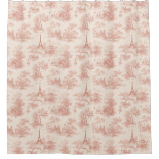 Rideaux De Douche Romantic Pink French Toile Countryside Pattern (2)