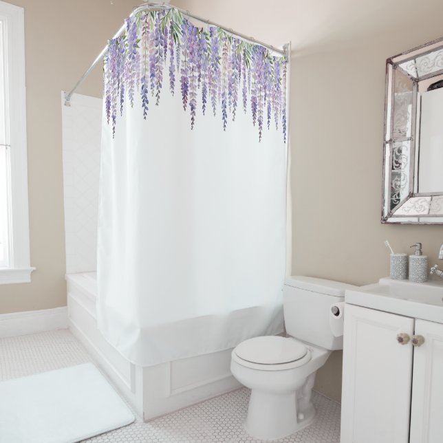 Rideaux De Douche Romantique Pastel Lilac Purple Wisteria Garden (En situation)