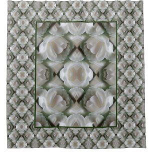 Rideaux De Douche Rose blanche Art Abstrait floral