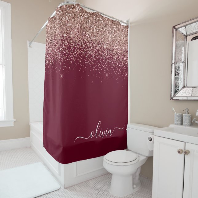 Rideaux De Douche Rose Bourgogne Gold Blush Pink Parties scintillant (En situation)