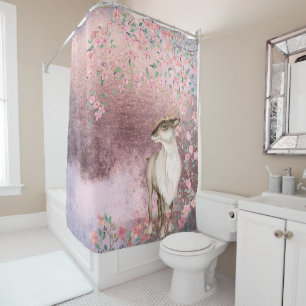 Rideaux De Douche Rose brillant Vintage printemps cerisier de cerfs 