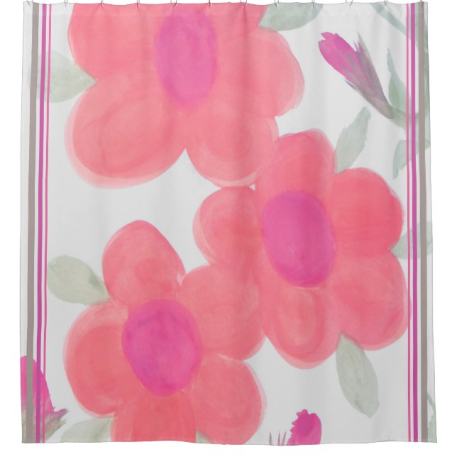 Rideaux De Douche Rose clair avec vert (Devant)