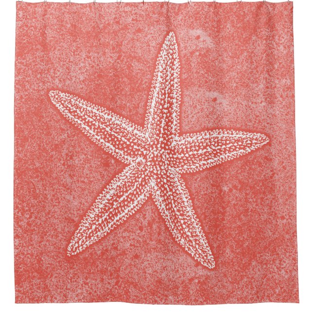 Rideaux De Douche Rose de corail d'étoiles de mer (Devant)