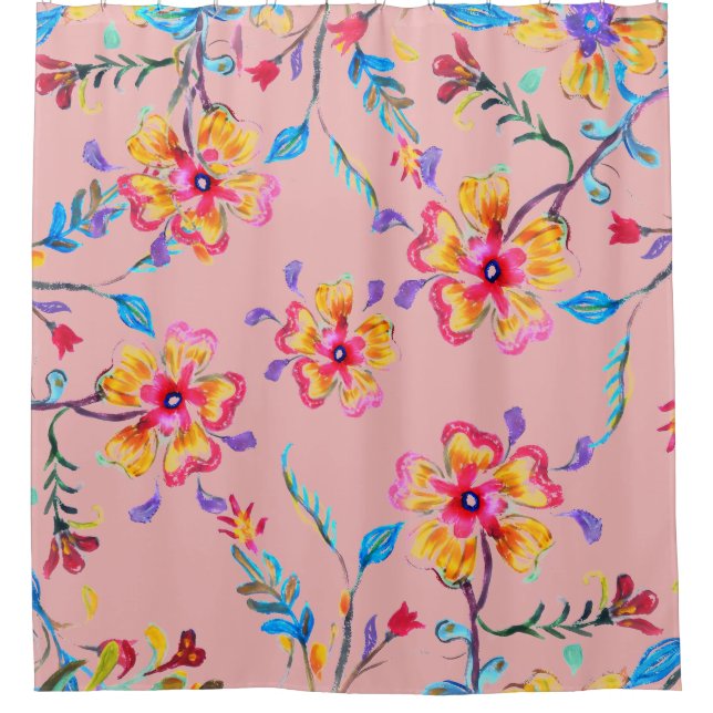Rideaux De Douche Rose des émeutes fleurs sauvages (Devant)
