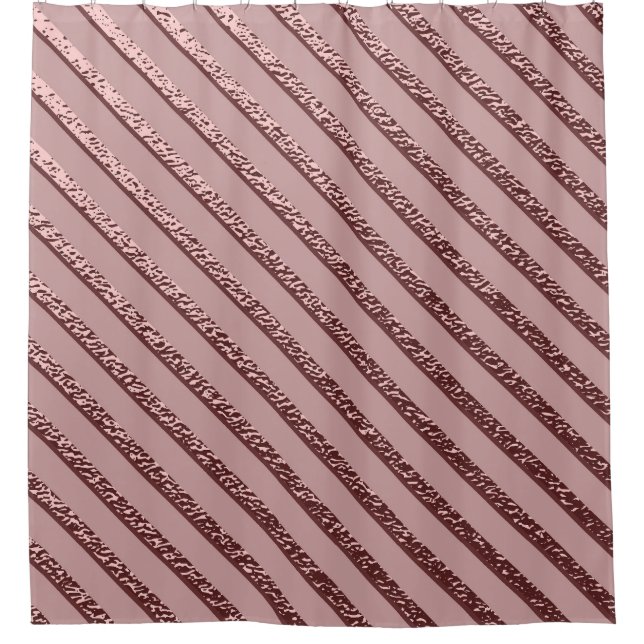 Rideaux De Douche Rose festif Gold Stripes Arrière - plan (Devant)
