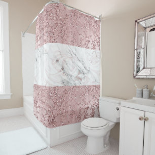 Rideaux De Douche Rose Gold Moderne Glamour Marbre Et Décoration Pai