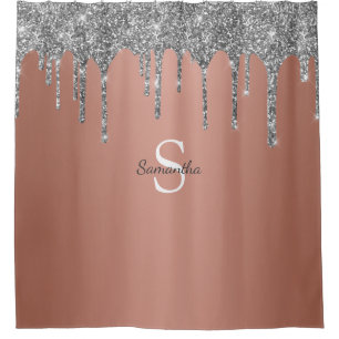 Rideaux De Douche Rose Gold Parties scintillant d'argent  Monogramme