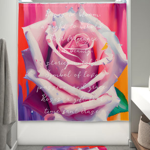 Rideaux De Douche Rose gras en fleurs poème Bohemian Artsy