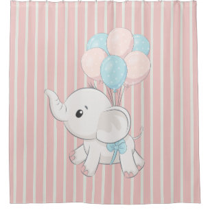 Rideaux De Douche Rose, mignon petit éléphant