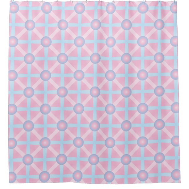 Rideaux De Douche Rose mignon, violet et bleu clair Motif (Devant)