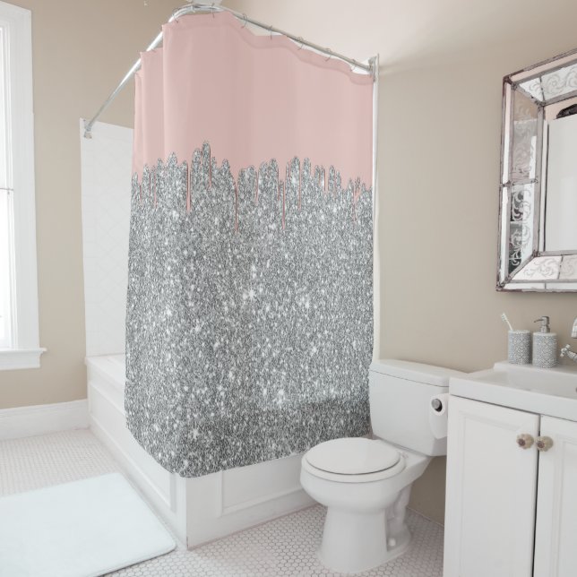 Rideaux De Douche Rose moderne Gold Drivers Silver Parties scintilla (En situation)