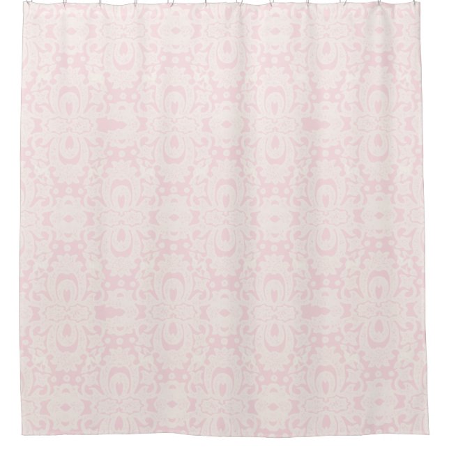 Rideaux De Douche Rose Quartz Shabby Chic Brocade Damask Motif (Devant)